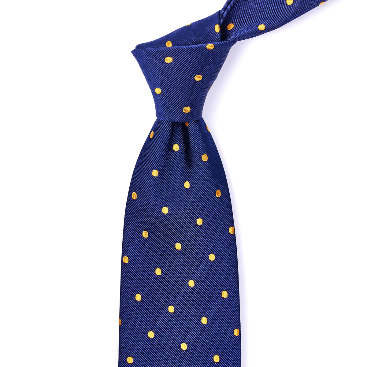 Sovereign Grade Woven Navy/Gold Wide Dot Tie - 150 cm