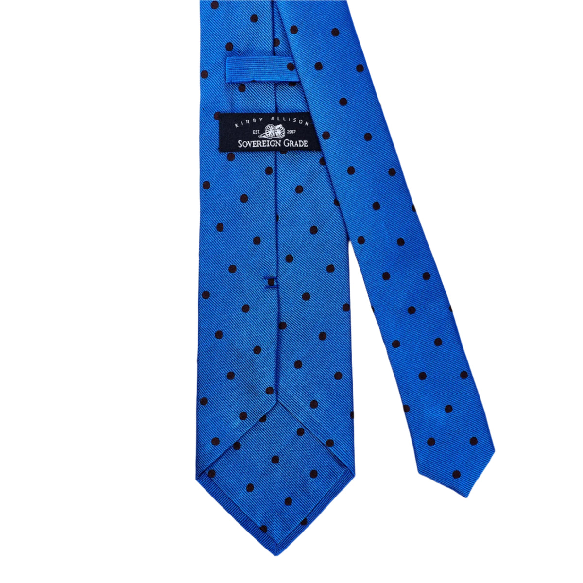 Sovereign Grade Woven Royal Blue Brown Wide Dot Tie - 150 cm
