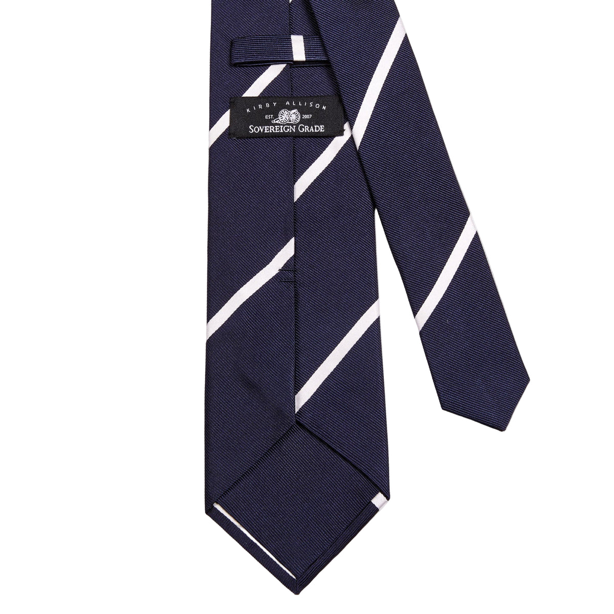 Sovereign Grade Navy White Narrow Rep Tie - 150 cm