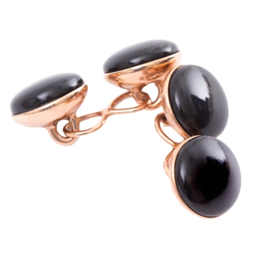 Onyx Stone Gold Capsule Cufflinks in rose gold by KirbyAllison.com.