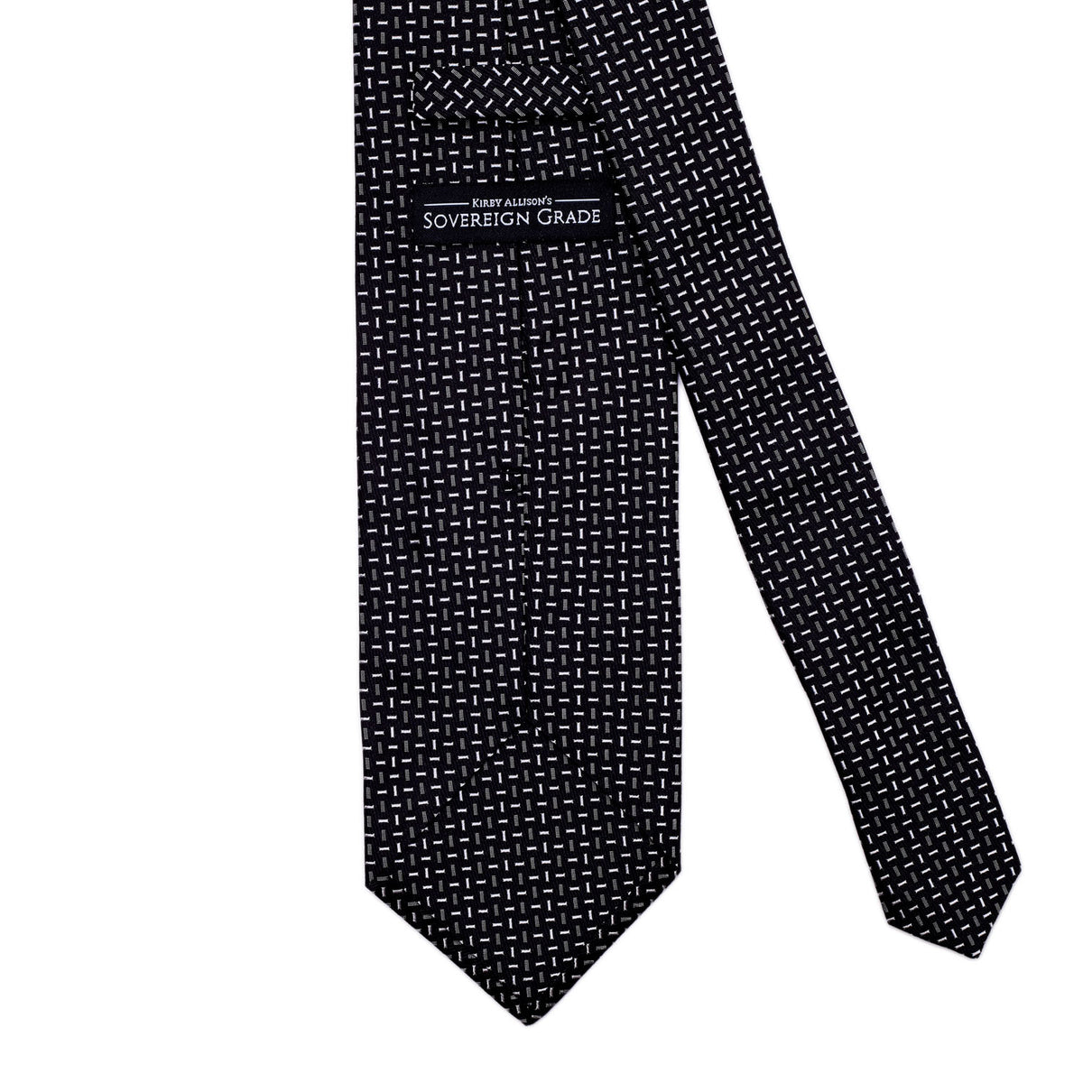 Handmade Sovereign Grade Cross-Bar Jacquard tie with quality craftsmanship on a white backdrop, from KirbyAllison.com.