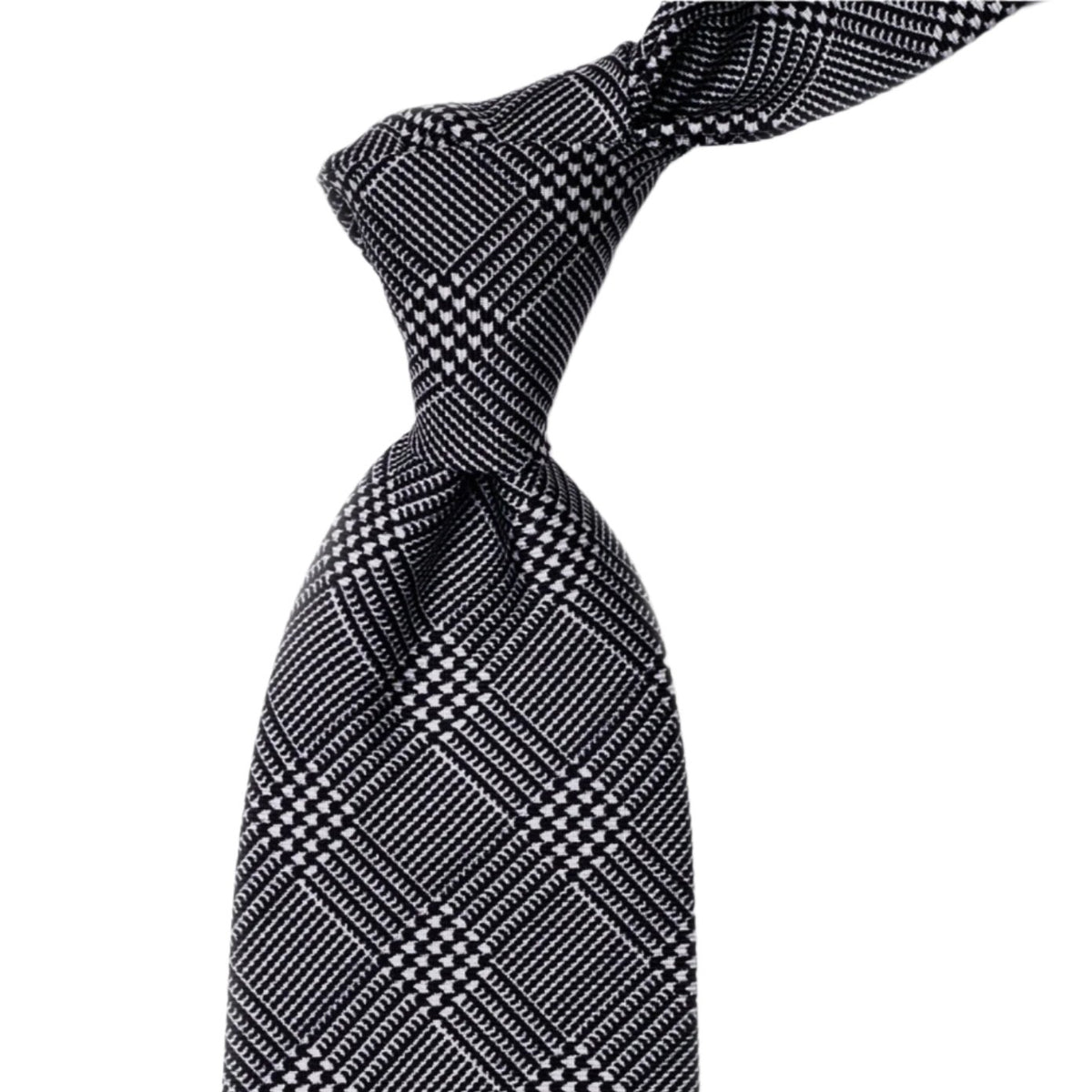 A Sovereign Grade Black Prince of Wales Check Tie, part of Kirby Allison.com's ties collection, on a white background.