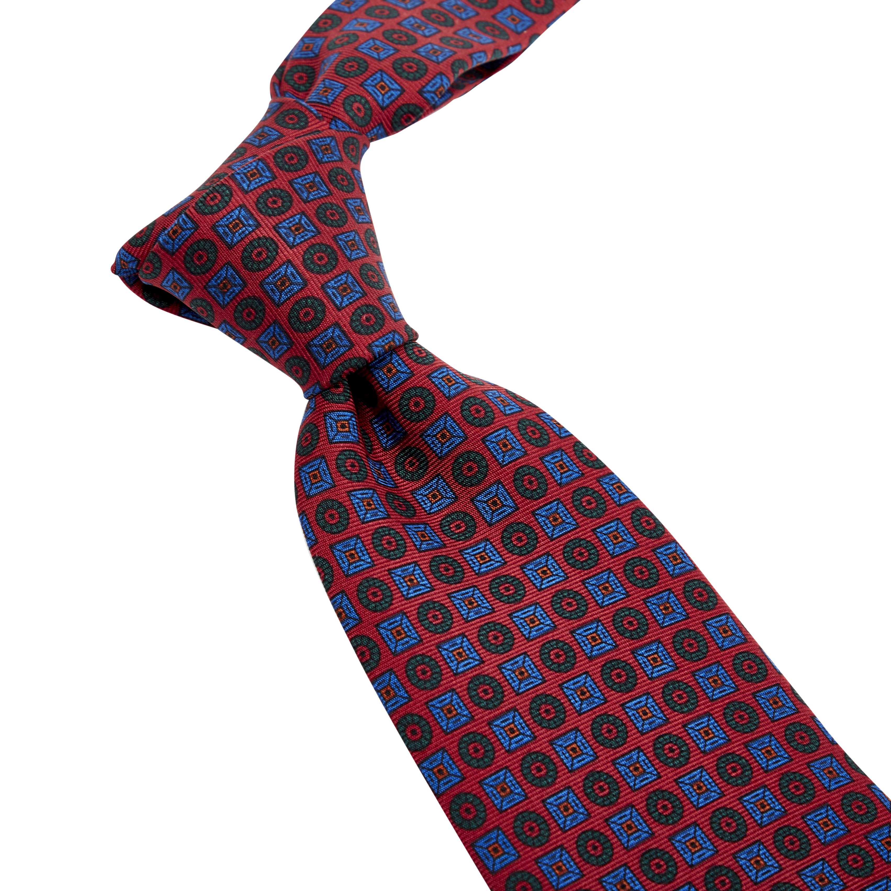 Sovereign Grade Navy Red Spot Printed Silk Tie, 160 cm