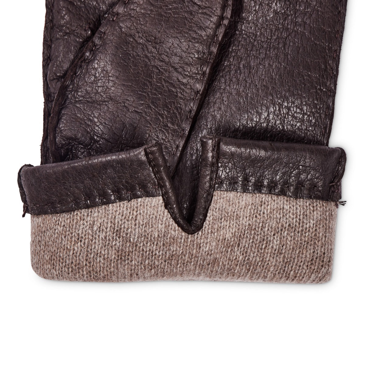 Sovereign Grade Dark Brown Peccary Leather Gloves, Cashmere Small: 8.0 in Sovereign Grade Dark Brown Peccary Leather Gloves, Cashmere Small: 8.0 in