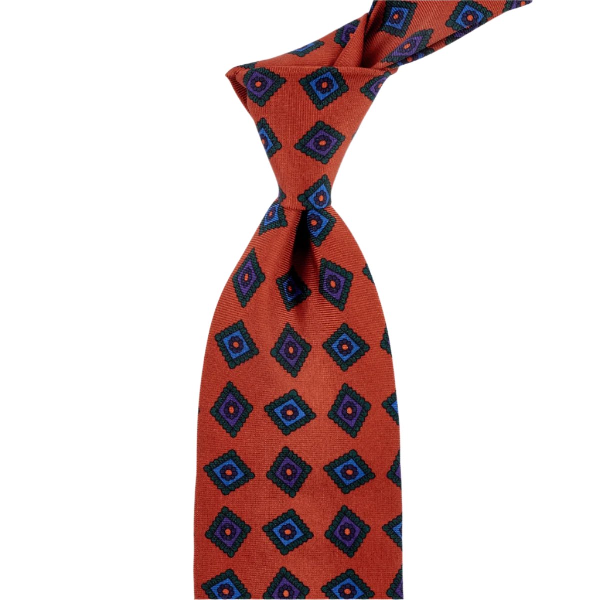 Sovereign Grade Chestnut Art Deco Ancient Madder Silk Tie - 150 cm