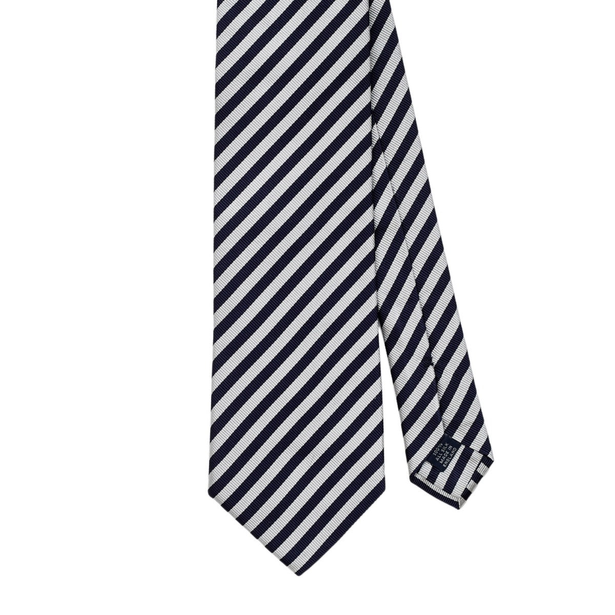 Sovereign Grade Navy and Silver London Stripe Silk Tie