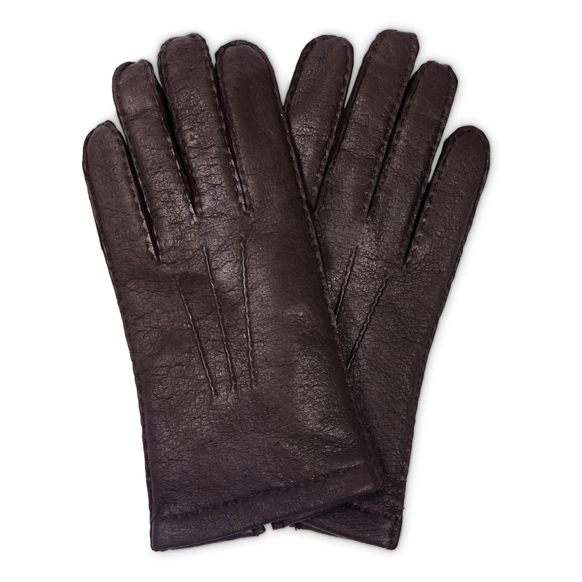 Sovereign Grade Dark Brown Peccary Leather Gloves, Cashmere Small: 8.0 in