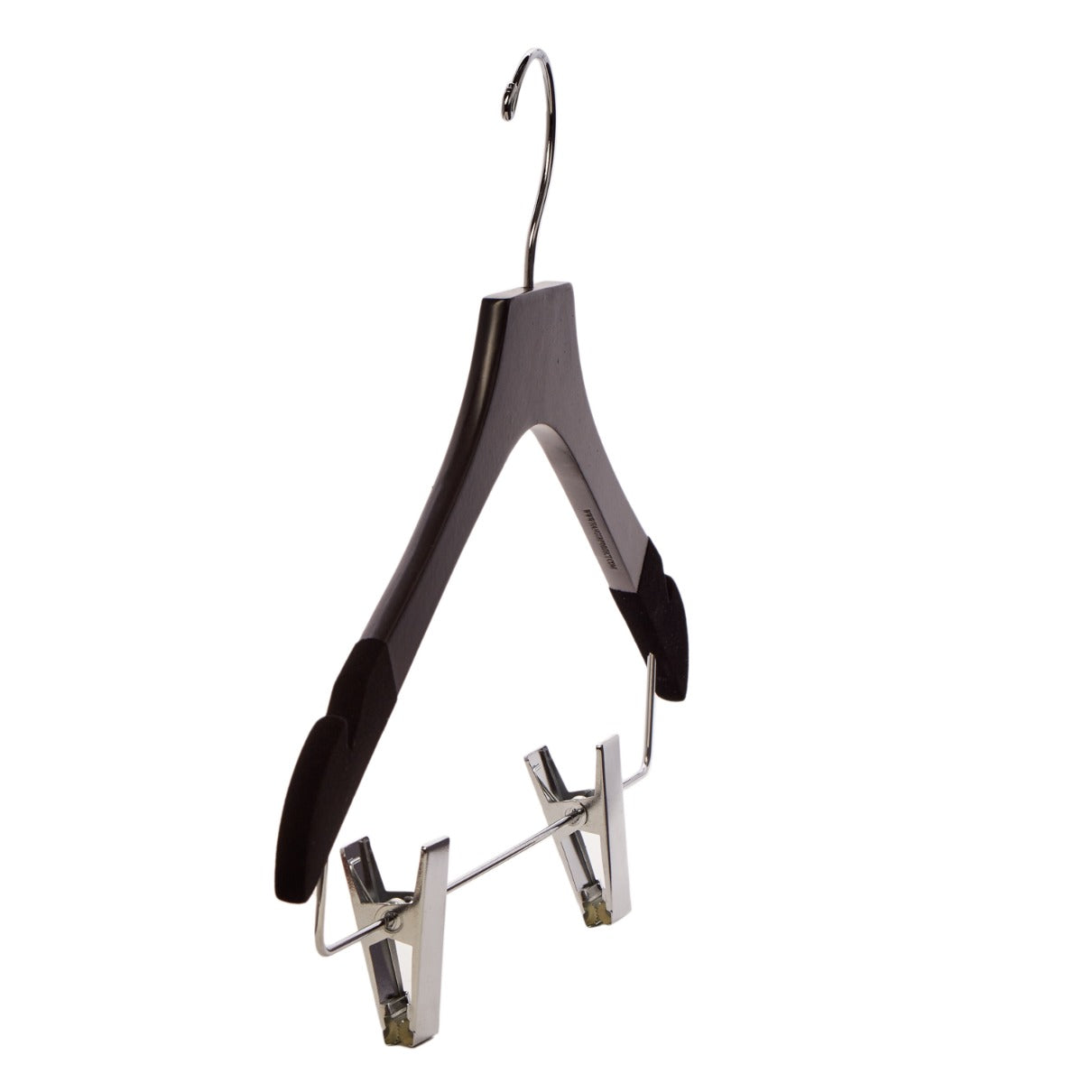 Wooden coat hanger with notches, black/brass, 44 cm