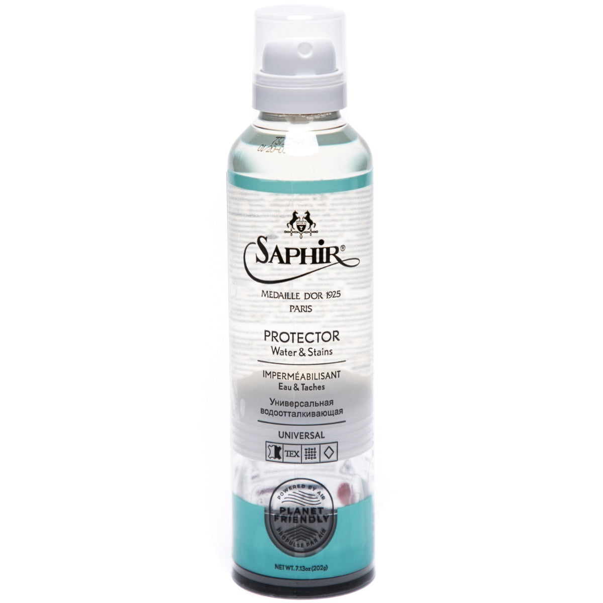 An eco-friendly bottle of Saphir Sneaker Protector - 200ml Spray by KirbyAllison.com on a white background.