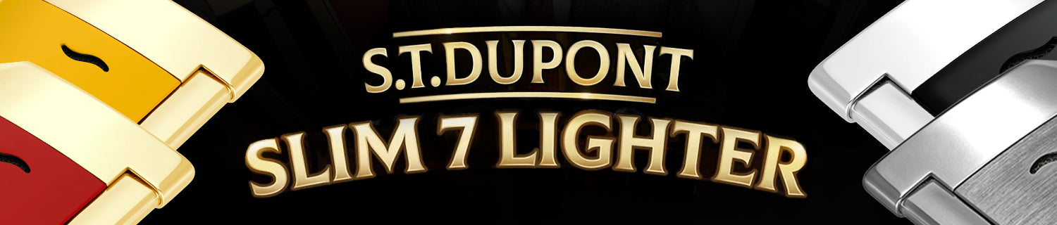 Close-up of the S.T. Dupont Paris logo on a blurred, warm-toned background.