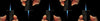 Hands holding and igniting black torch lighters against a black background, with visible blue flames.