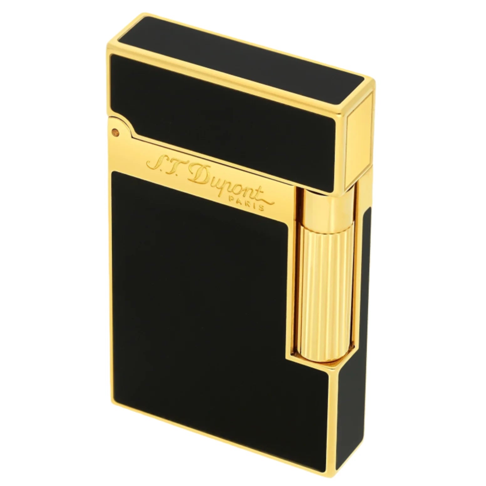 S.T. Dupont Line 2 Natural Black Lacquer Lighter with Yellow Gold Finish