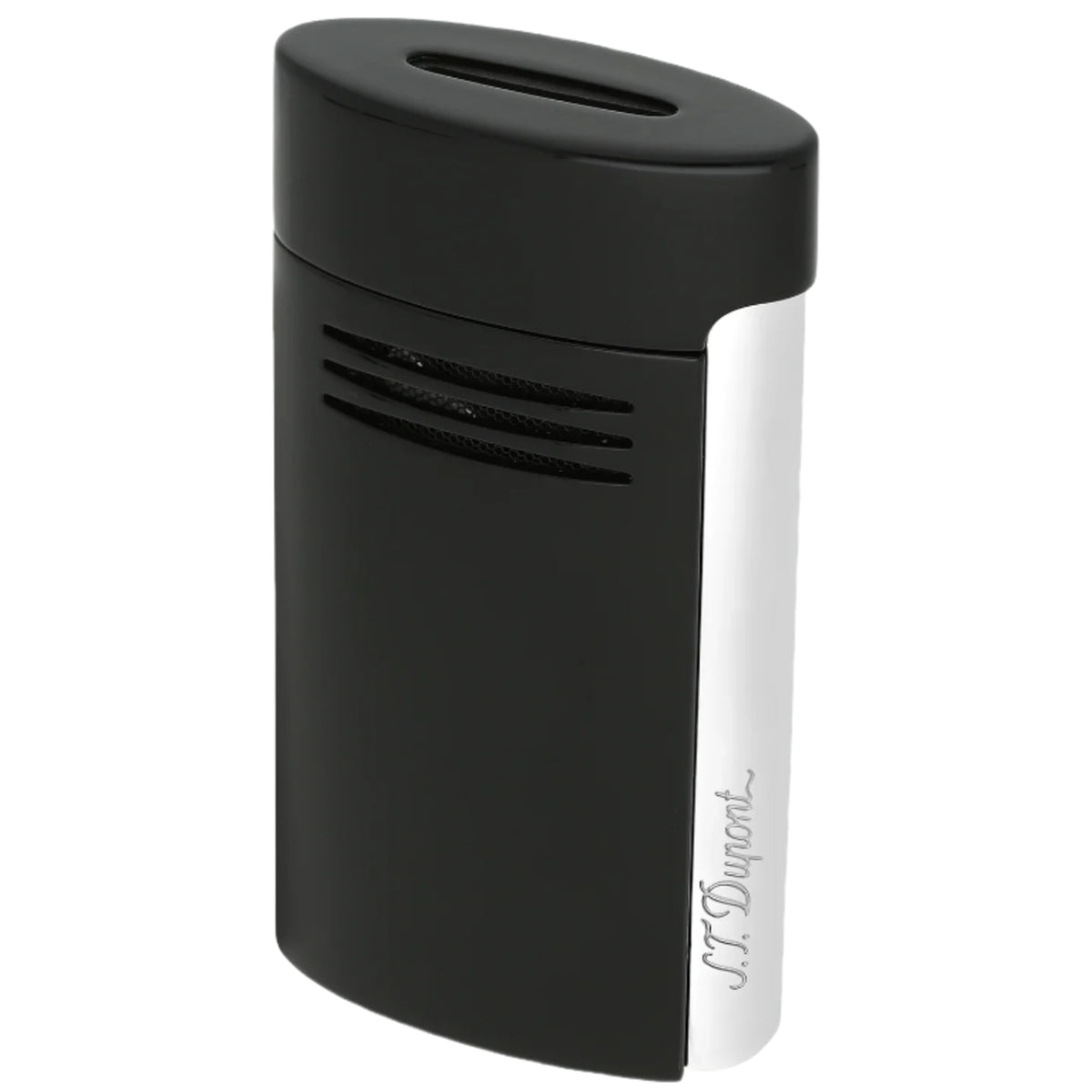 Black and white lighter with 'S.T. DuPont' branding on a white background