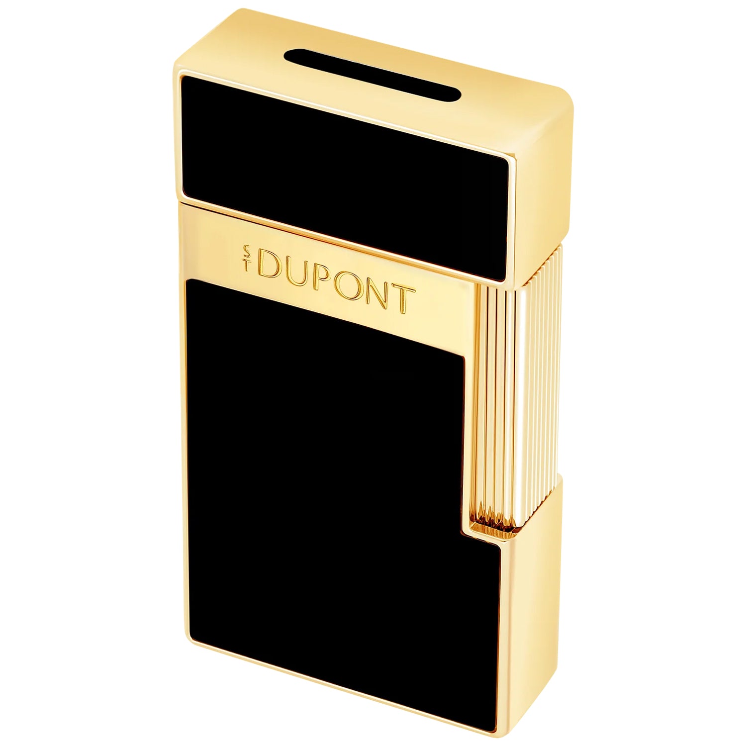 S.T. Dupont Biggy Black and Gold Jet Flame Lighter | KirbyAllison.com