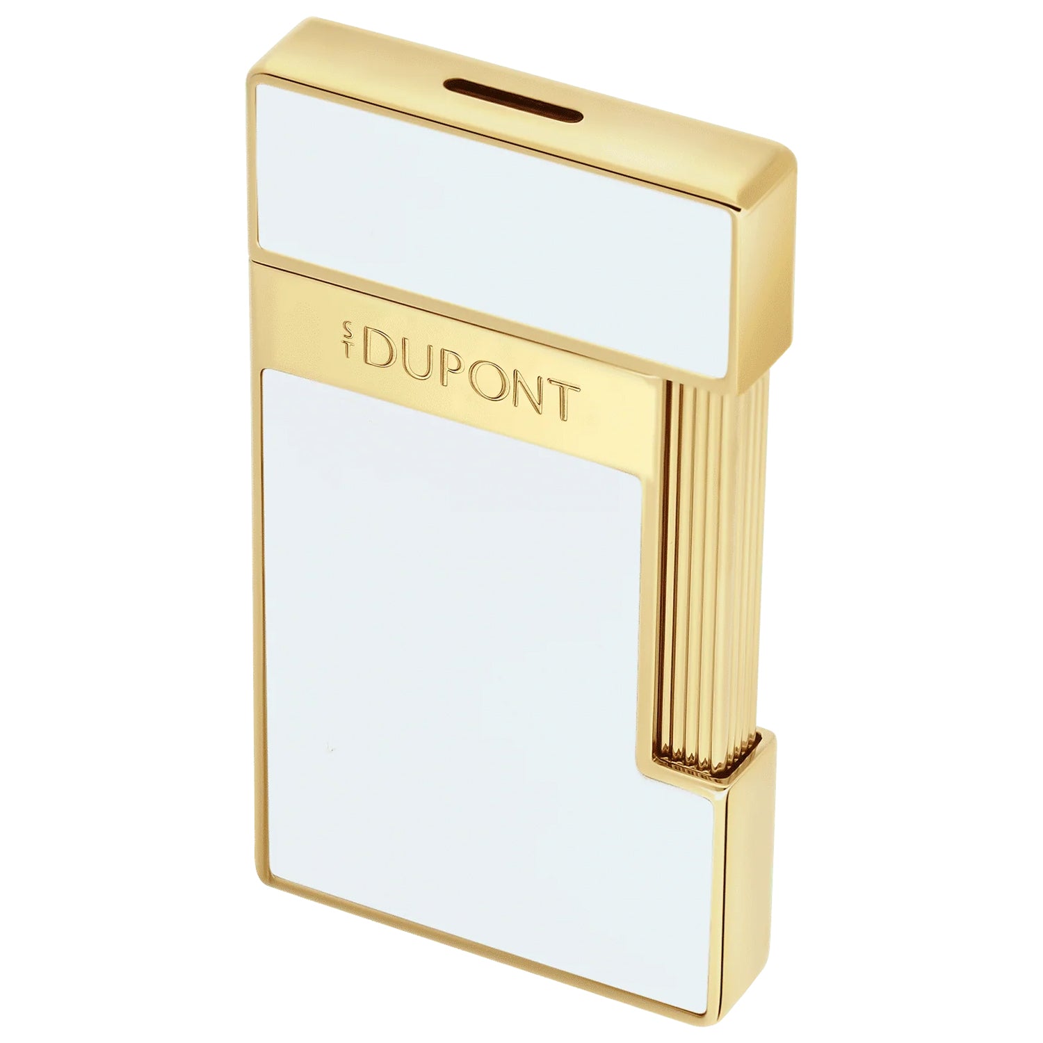 S.T. Dupont 金メッキ ライター S.T. Dupont Slimmy White Lacquer and Gold Lighter | KirbyAllison.com