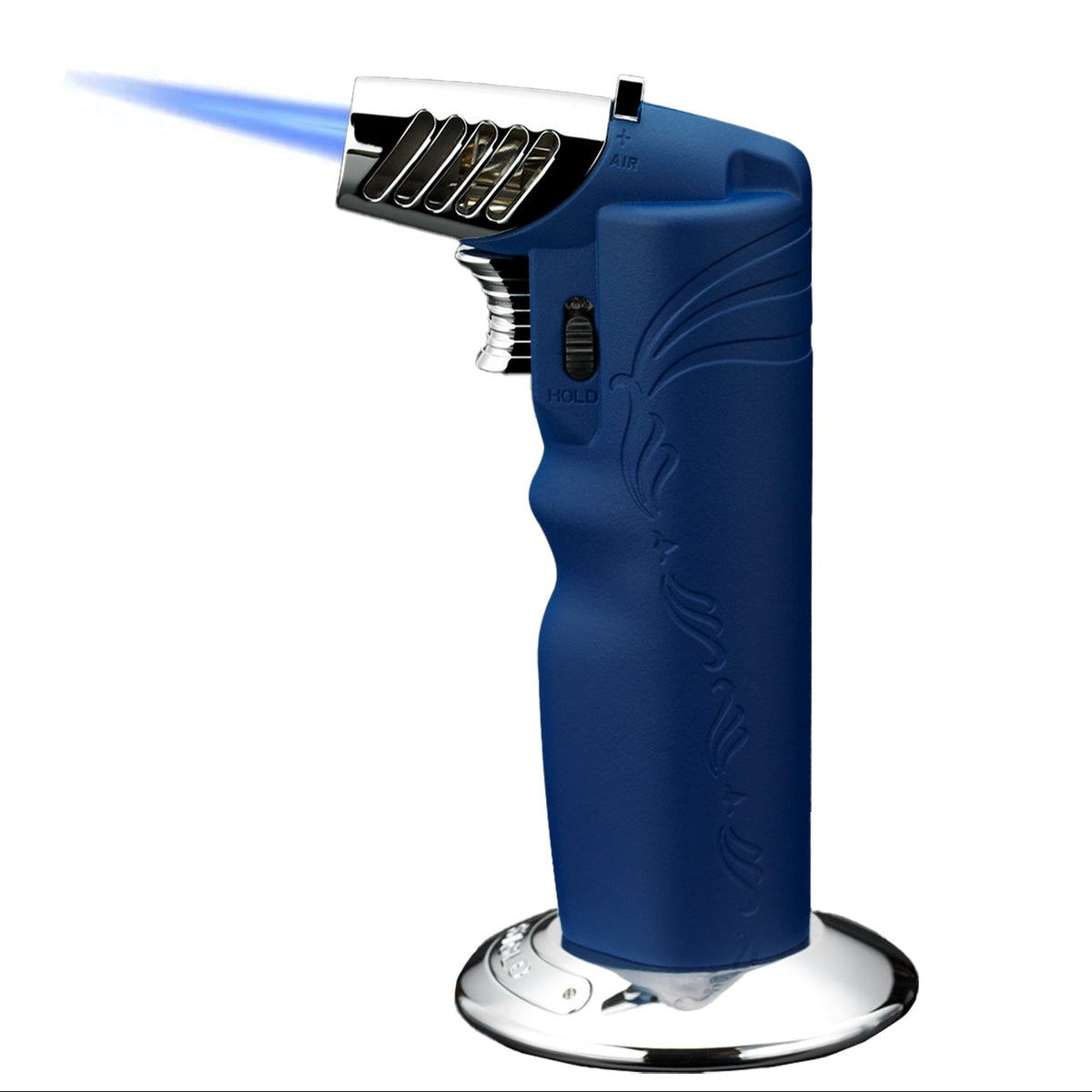 Siglo Blue & Chrome Dual Flame Table Lighter