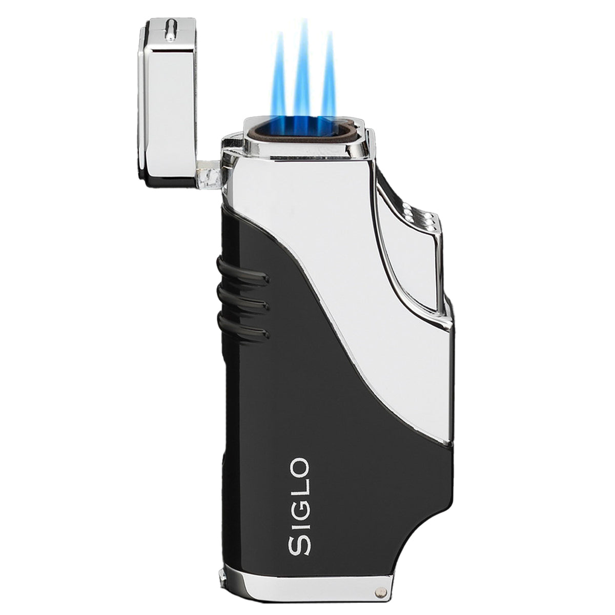 Siglo Triple Flame Shiny Black Chrome Lighter