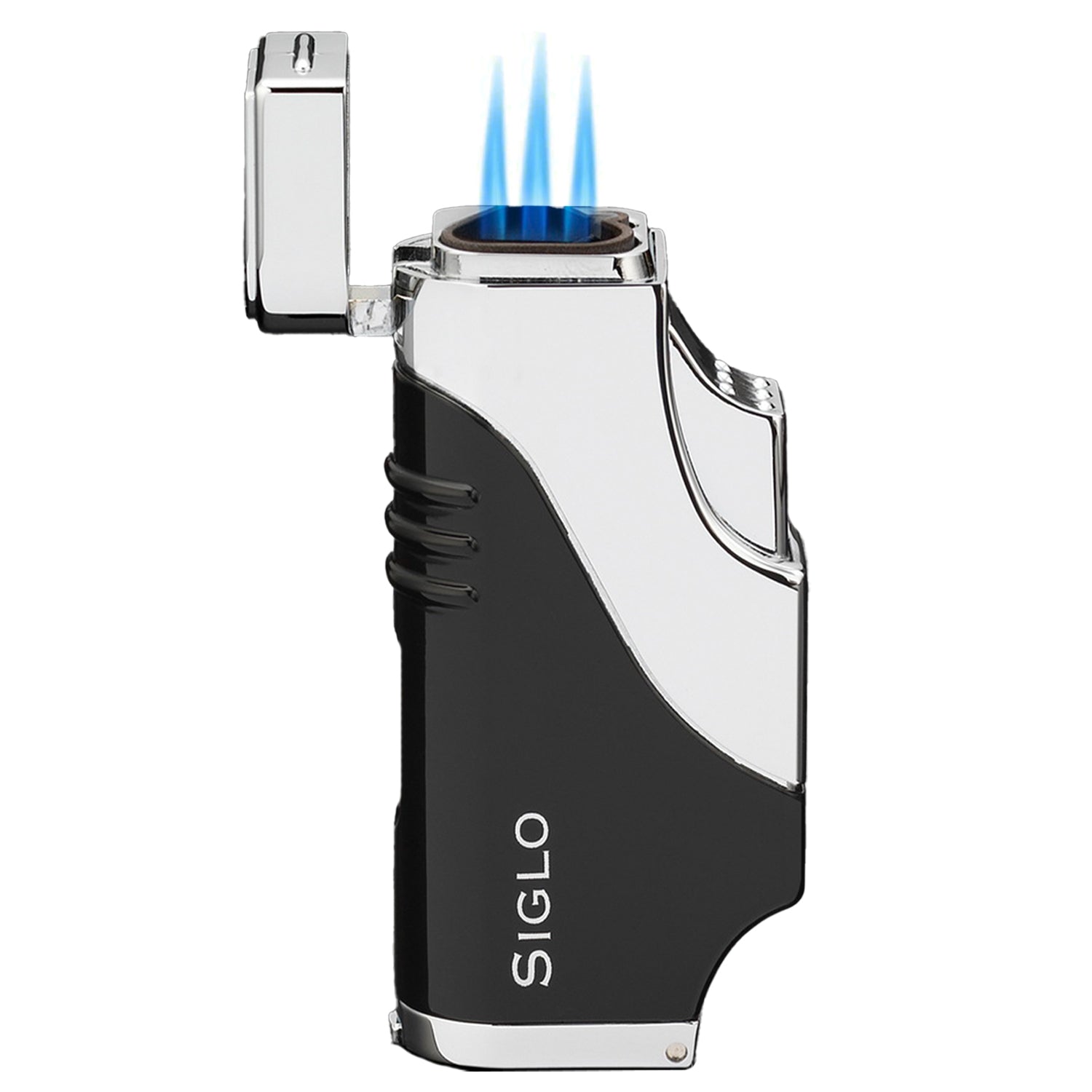Siglo Triple Flame Shiny Black Chrome Lighter