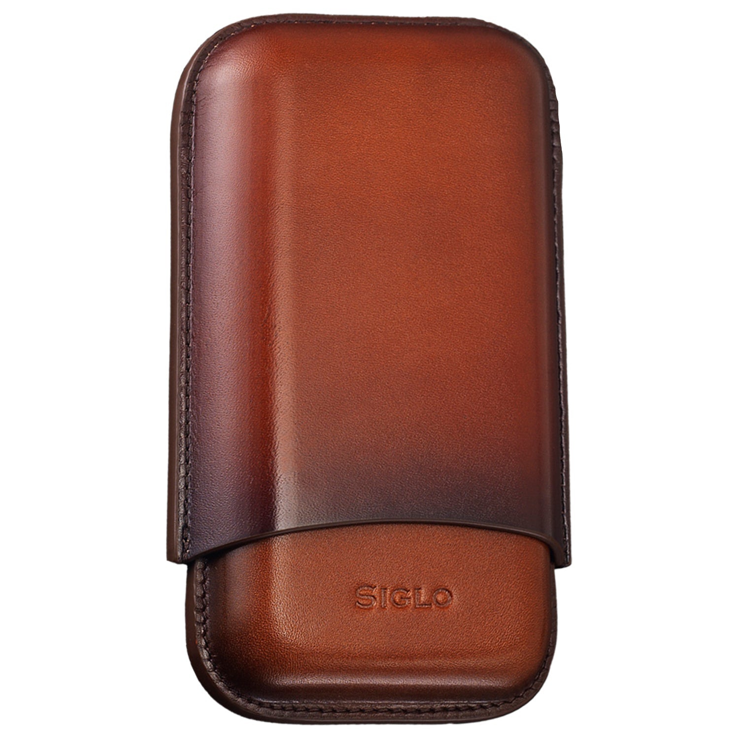 Siglo Brown Patina Leather Cigar Case (3 Cigars)
