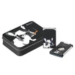 Black Siglo cutter and lighter set with dog design on tin, lighter, and guillotine cutter.