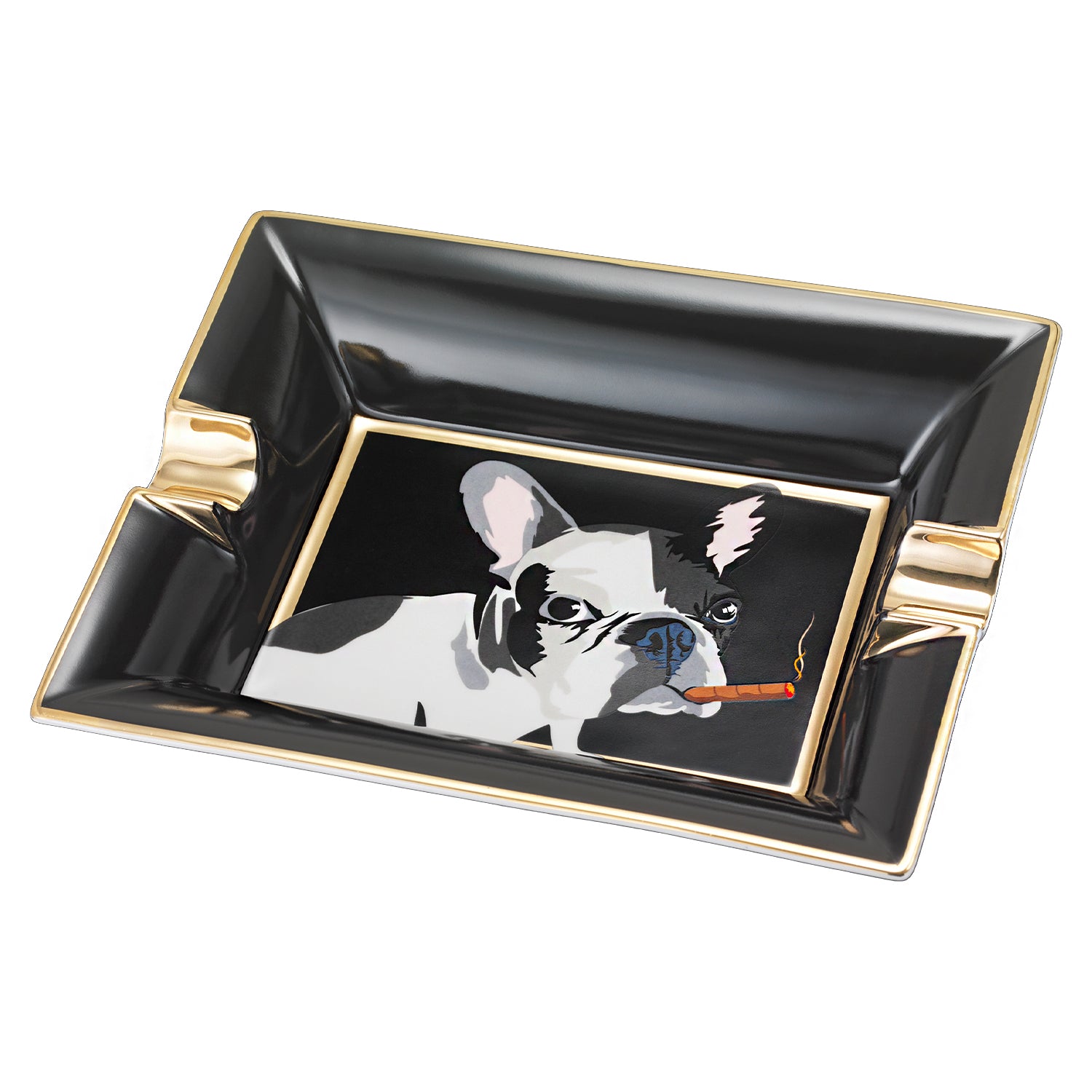 Siglo Year of the Dog Black Large Porcelain Ashtray