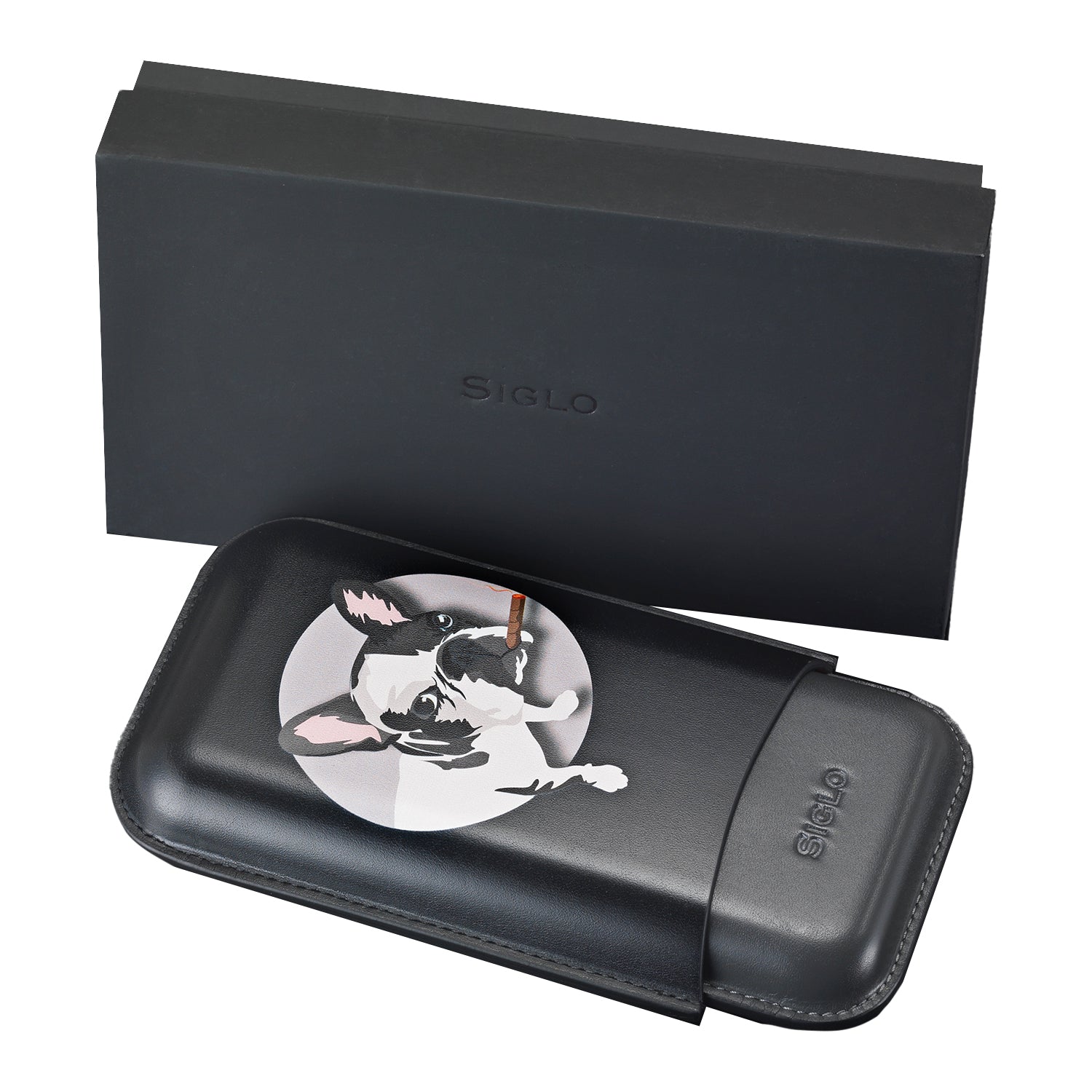 Siglo Year of the Dog Black Leather Cigar Case (3 Cigars)