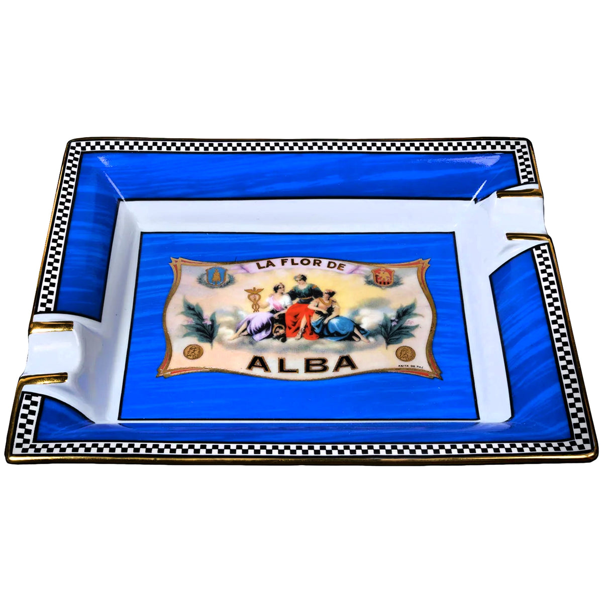 Elie Bleu Blue Flor de Alba Porcelain Ashtray