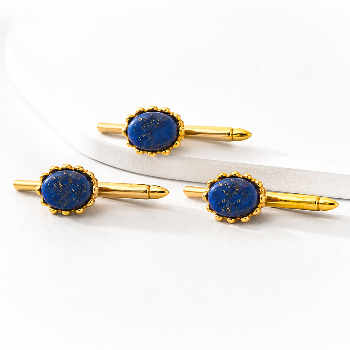 Sovereign Grade Lapis Lazuli Golden Acorn Stud Set
