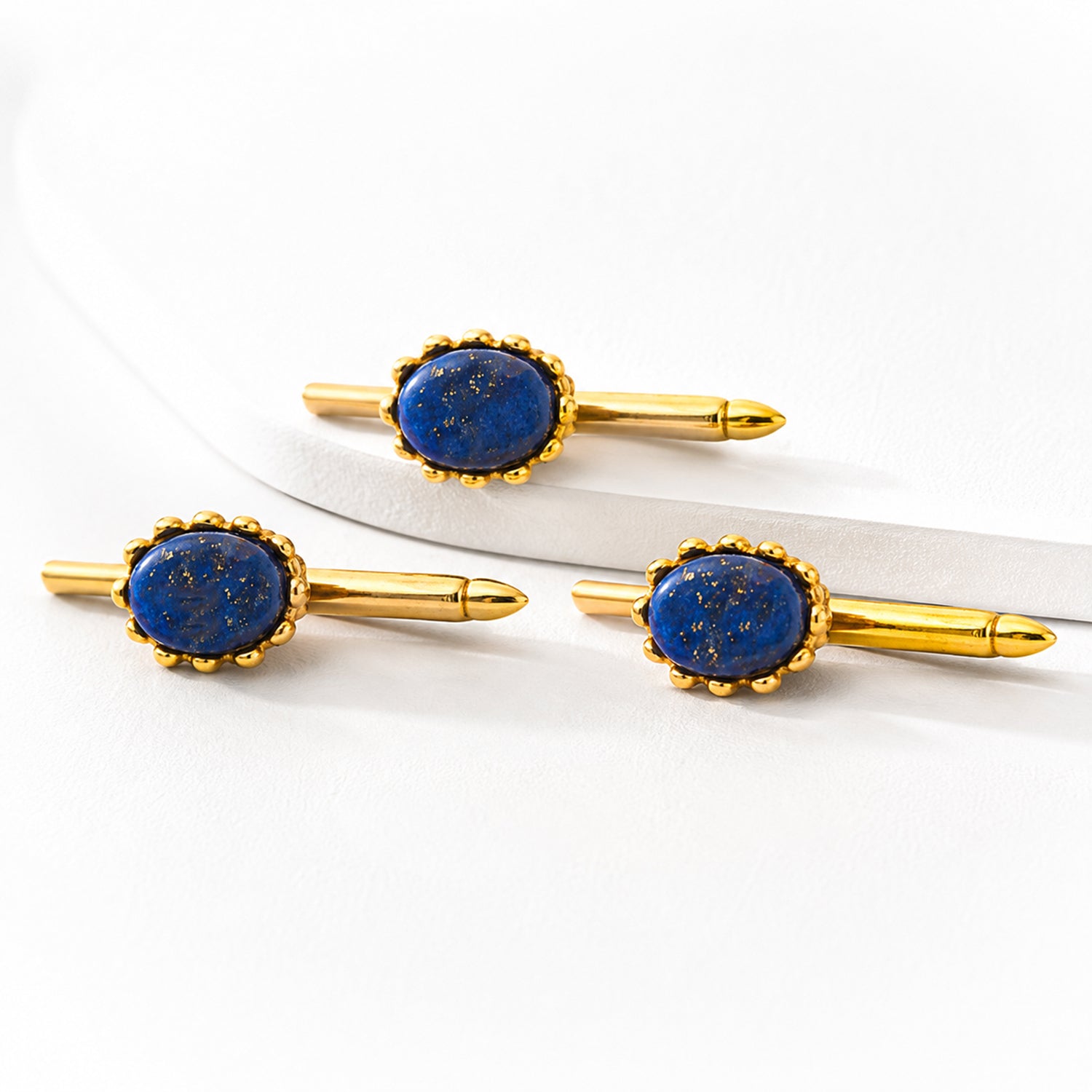 Sovereign Grade Lapis Lazuli Golden Acorn Stud Set