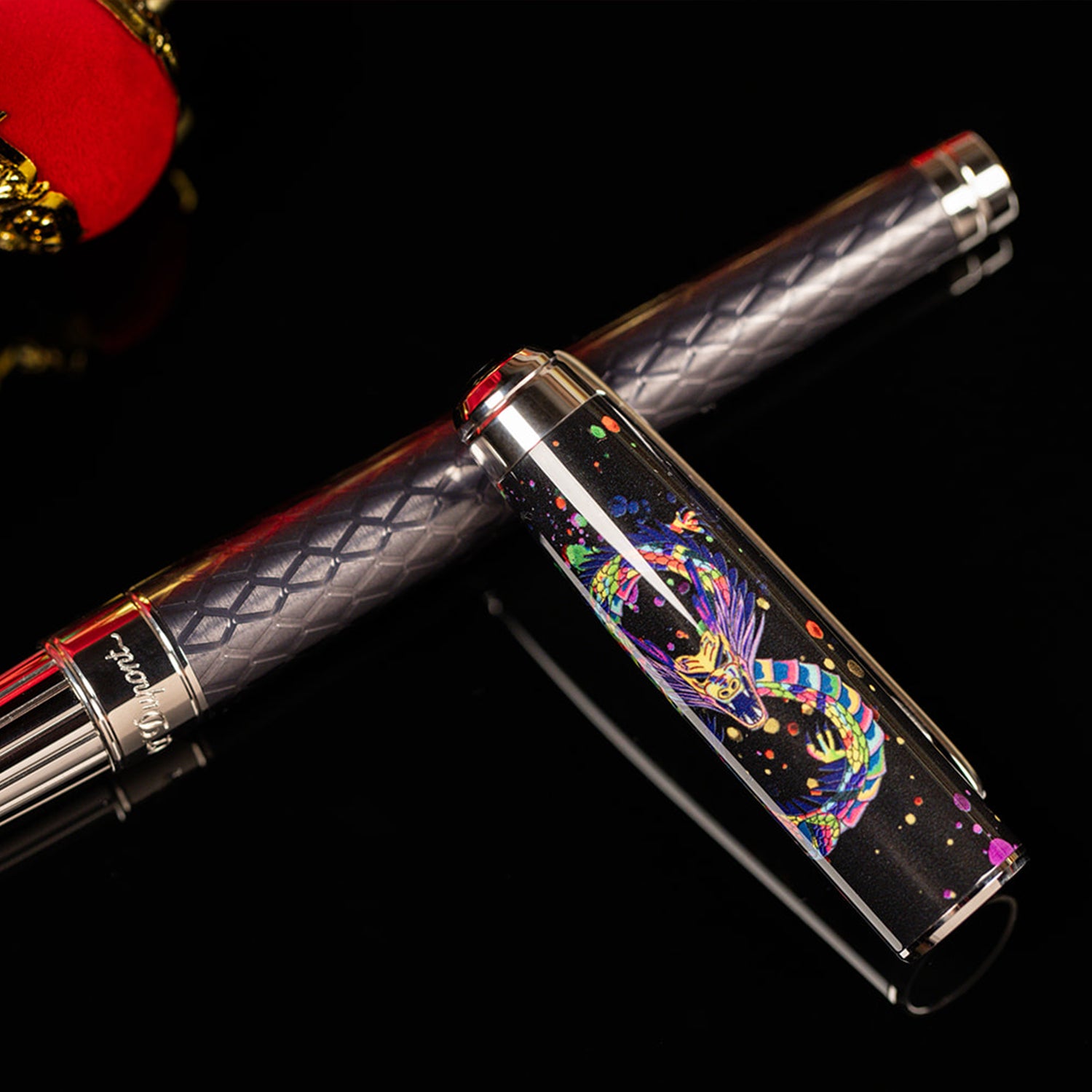 S.T. Dupont Line D Eternity Black Dragon Fountain/Rollerball Pen