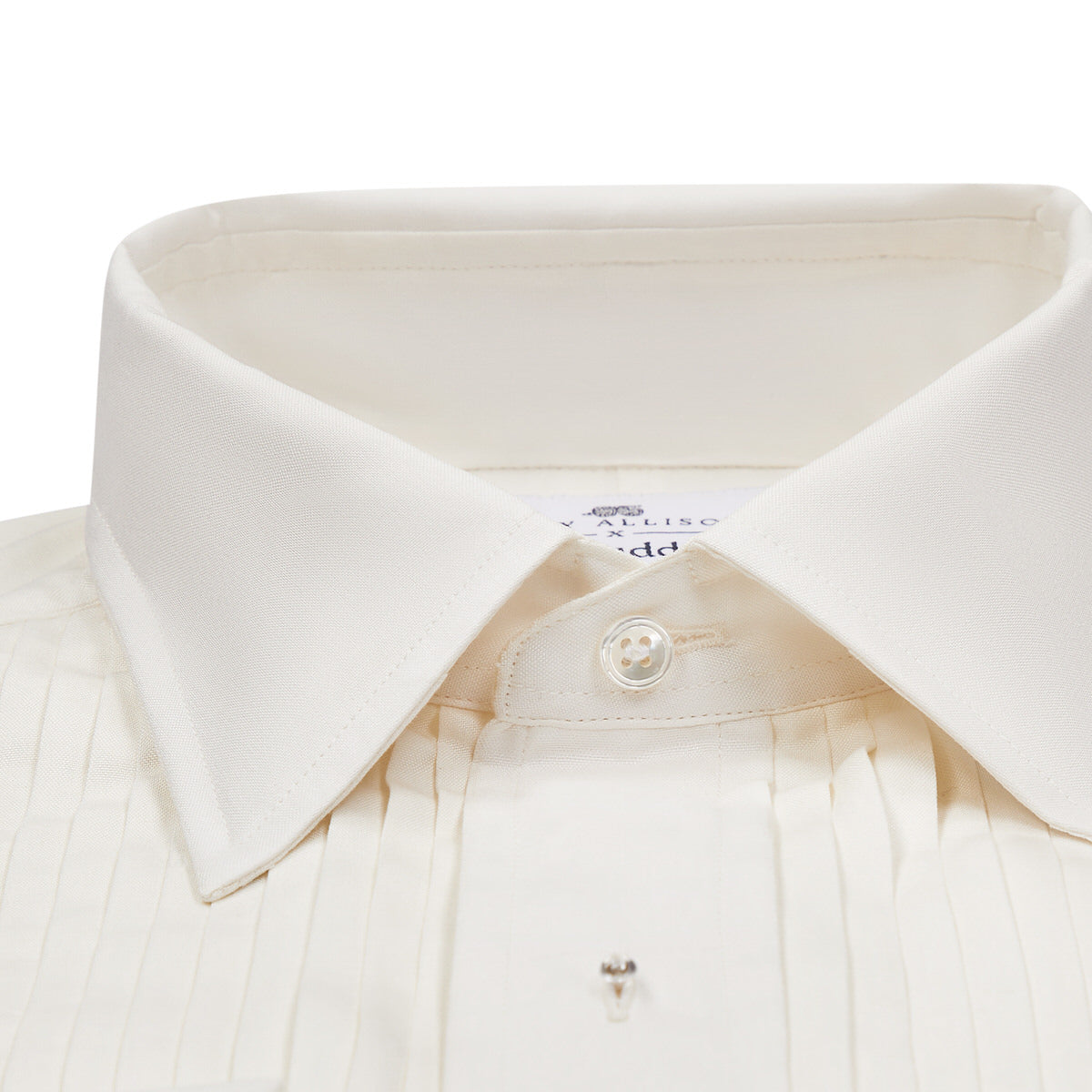 Budd x Kirby Allison Hand Pleated Silk Dress Shirt in Cream