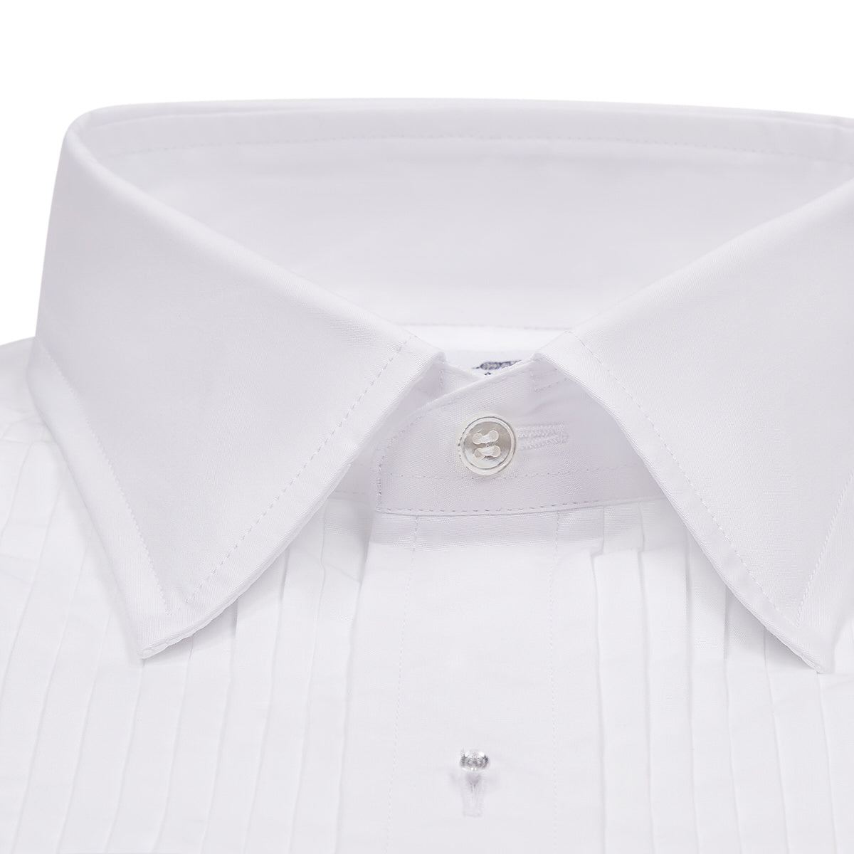 Budd x Kirby Allison Hand Pleated Poplin Dress Shirt in White