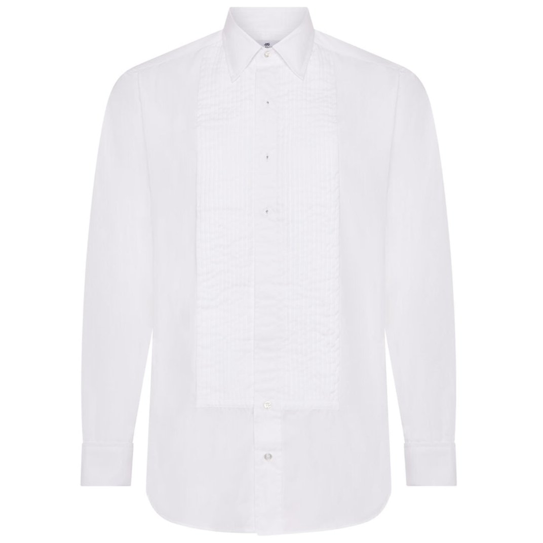 Budd x Kirby Allison Hand Pleated Poplin Dress Shirt in White