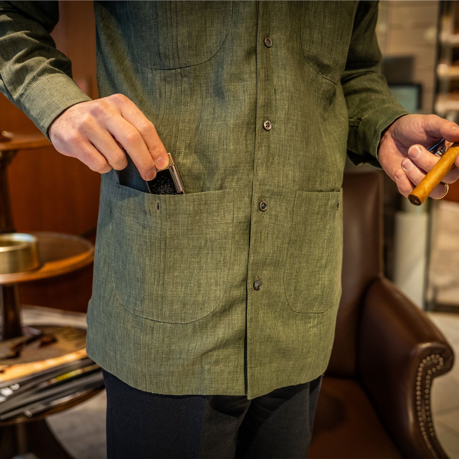 Budd Signature Khaki Guayabera Shirt