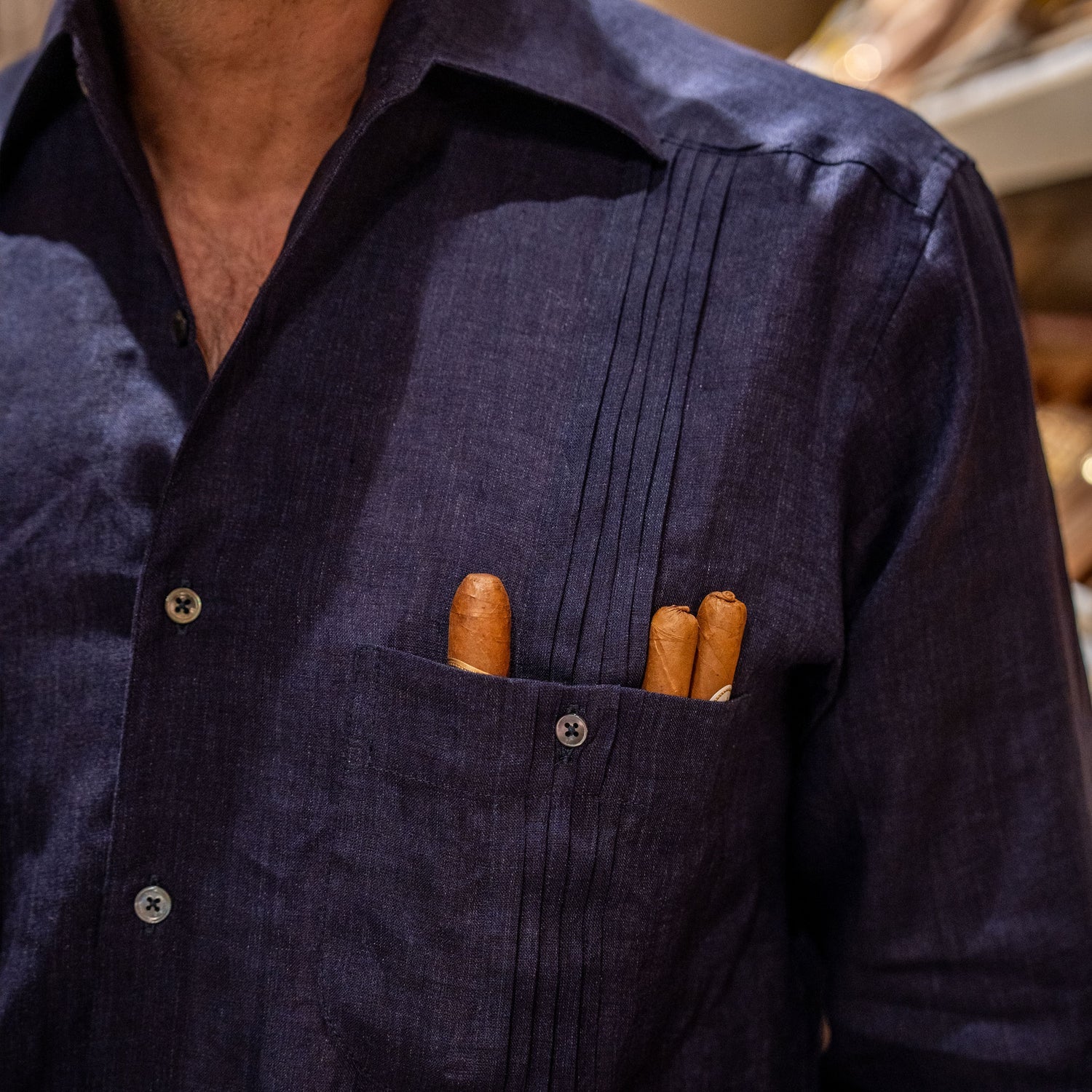 Budd Signature Navy Guayabera Shirt