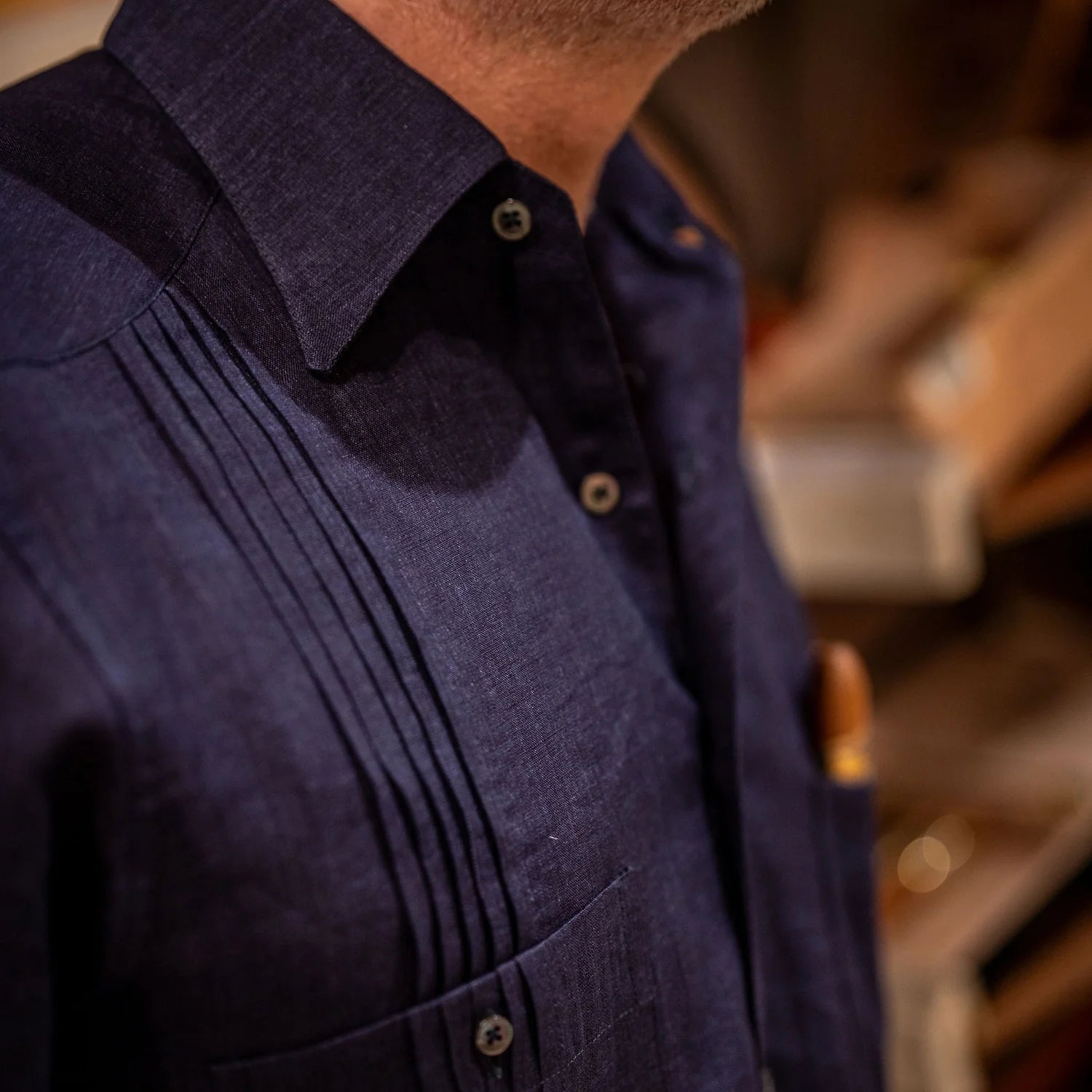 Budd Signature Navy Guayabera Shirt