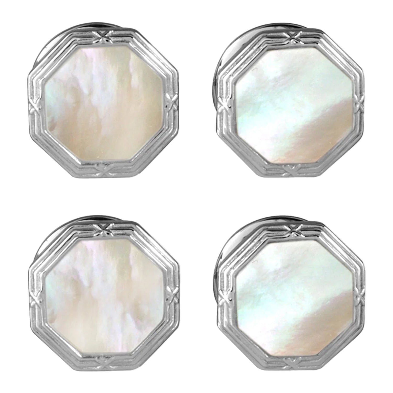 Deakin & Francis Mother-of-Pearl Octagonal Rhodium Dress Set