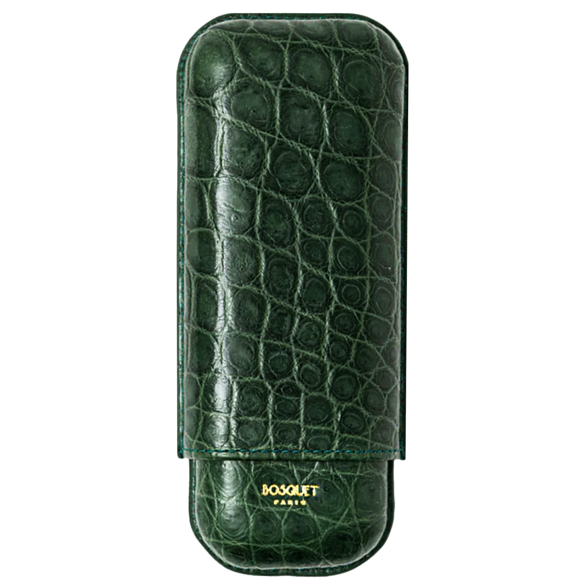 Bosquet Dark Green Crocodile Leather Cigar Case (2 cigars)