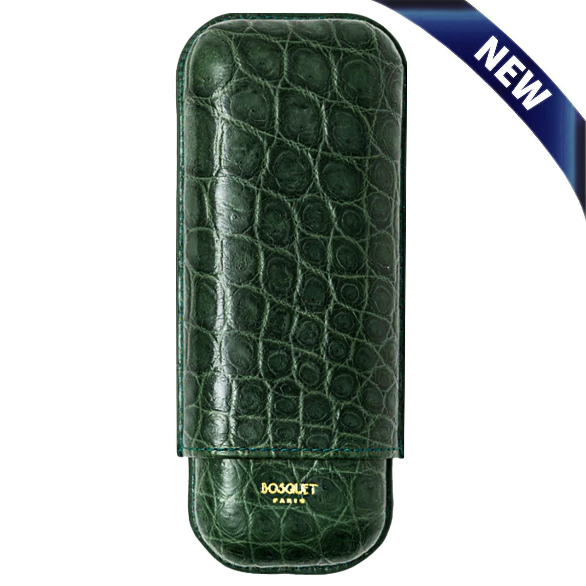 Bosquet Dark Green Crocodile Leather Cigar Case (2 cigars)