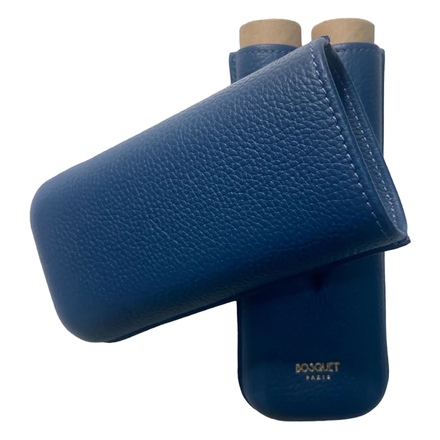 Bosquet Dark Blue Grained Leather Cigar Case (2 Cigars)