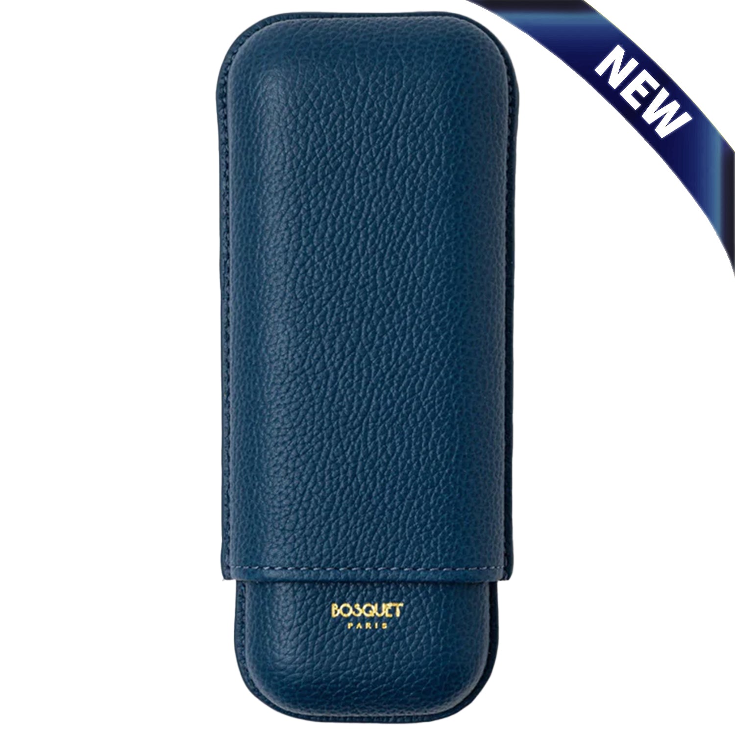 Bosquet Dark Blue Grained Leather Cigar Case (2 Cigars)