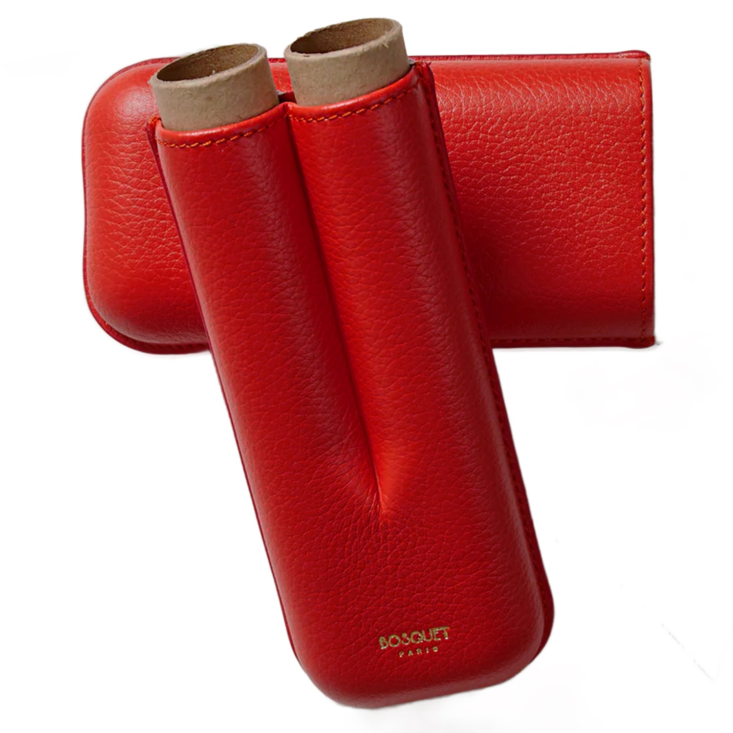 Bosquet Red Grained Leather Cigar Case (2 cigars)