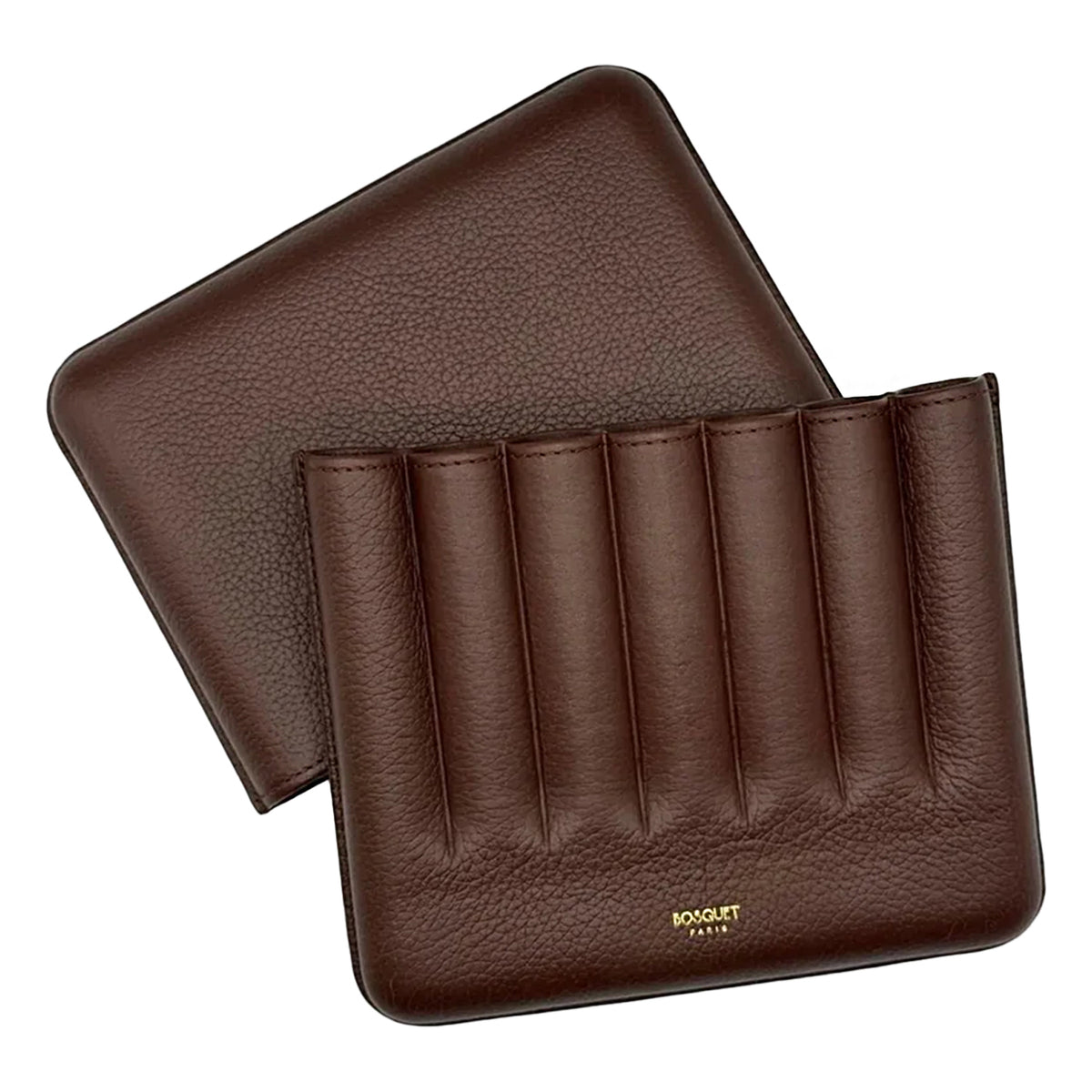 Bosquet Forest Brown Grained Leather Cigar Case (7 cigars)