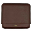 Brown grained leather cigar case with rounded corners and "Bosquet Paris" branding on front flap.