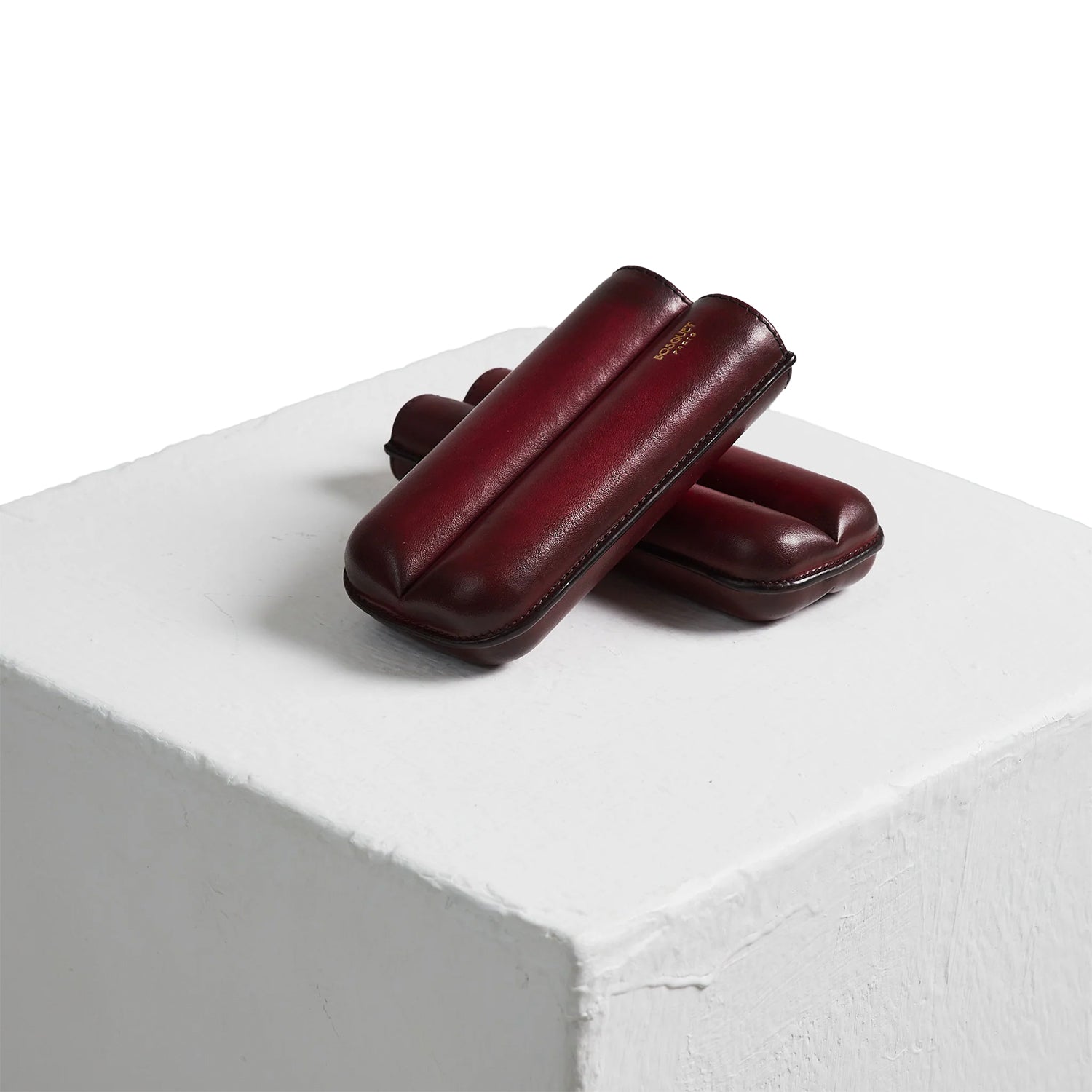 Bosquet Burgundy Patina Smooth Leather Cylindrical Cigar Case (2 Cigars)