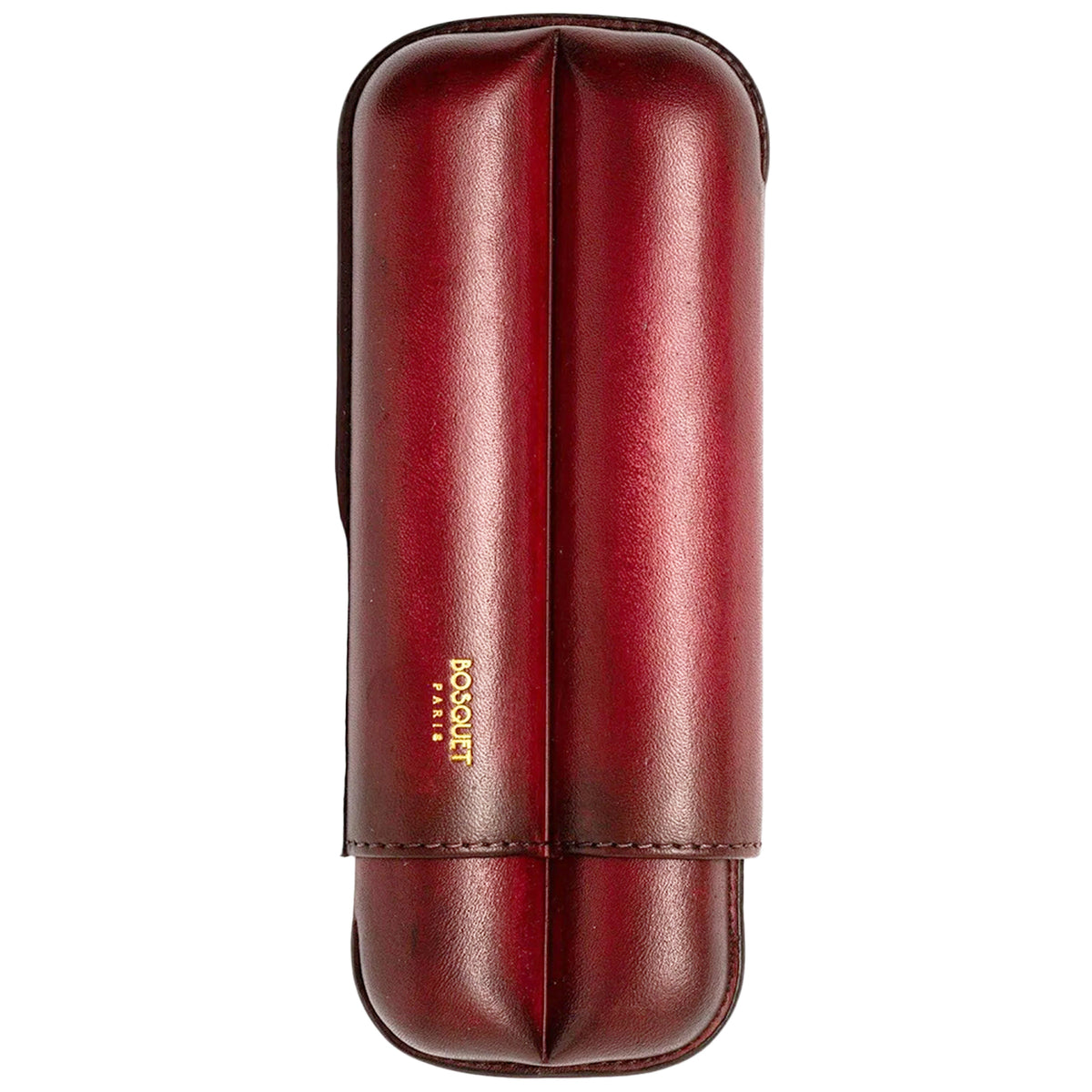 Bosquet Burgundy Patina Smooth Leather Cylindrical Cigar Case (2 Cigars)