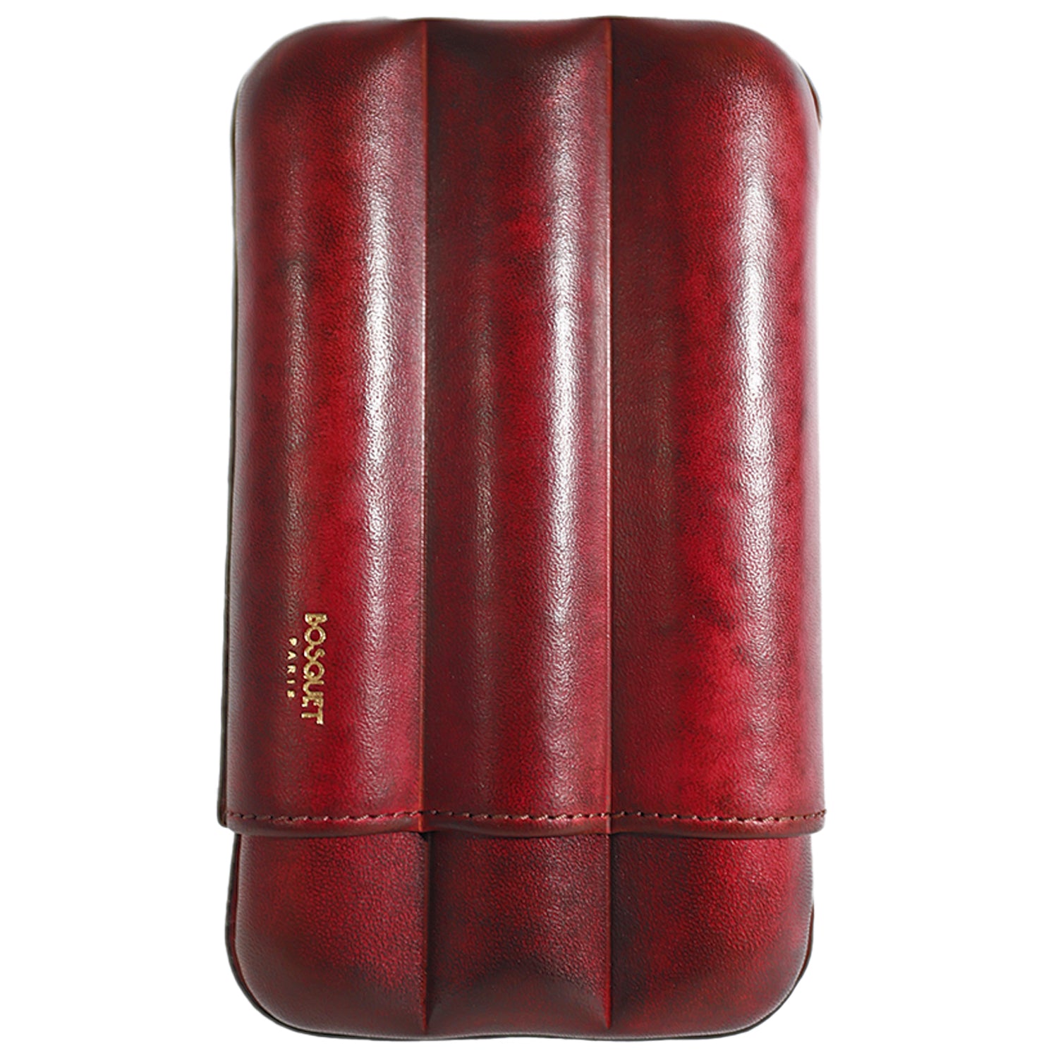 Bosquet Burgundy Patina Smooth Leather Cylindrical Cigar Case (3 Cigars)