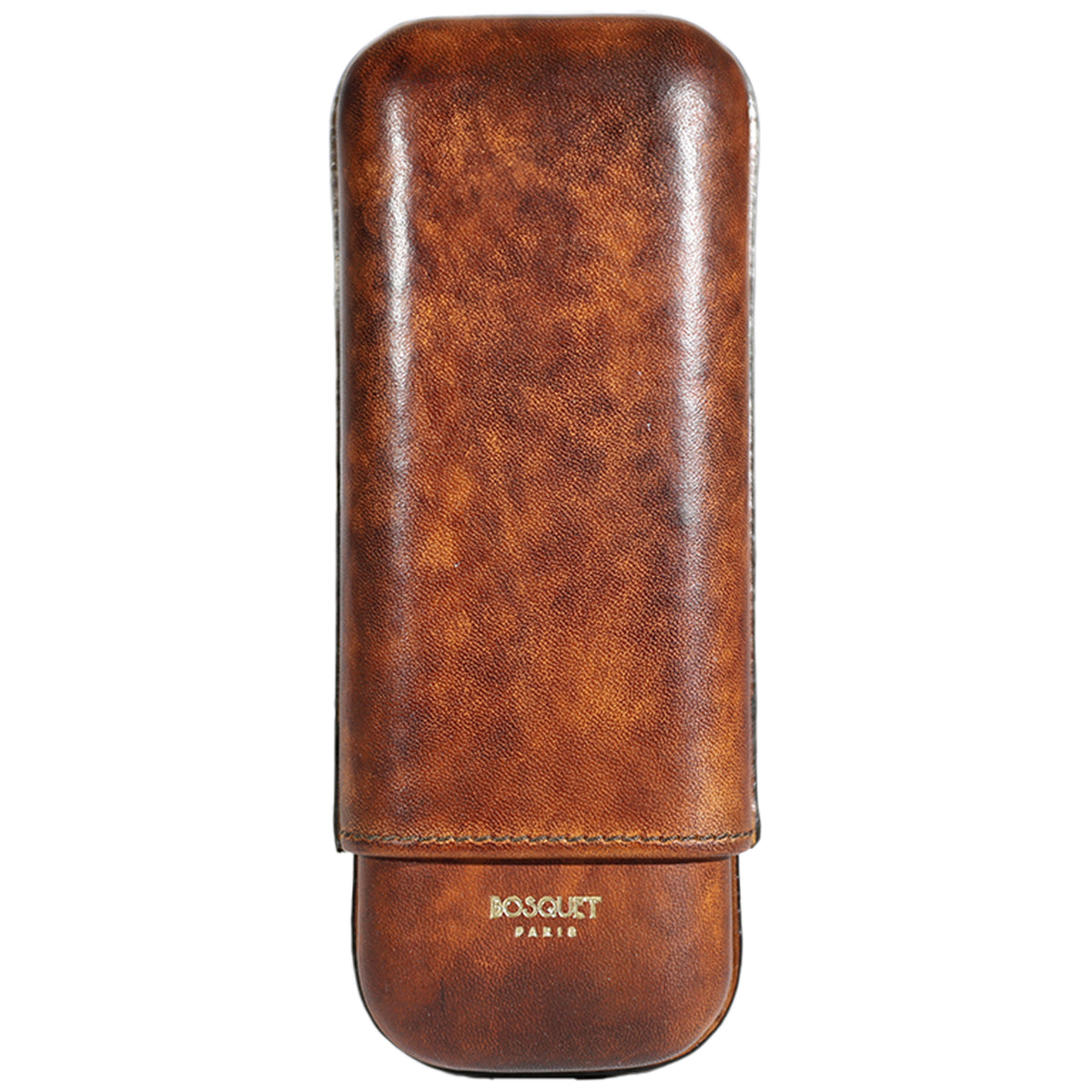 Bosquet Brown Patina Smooth Leather Cigar Case (2 Cigars)