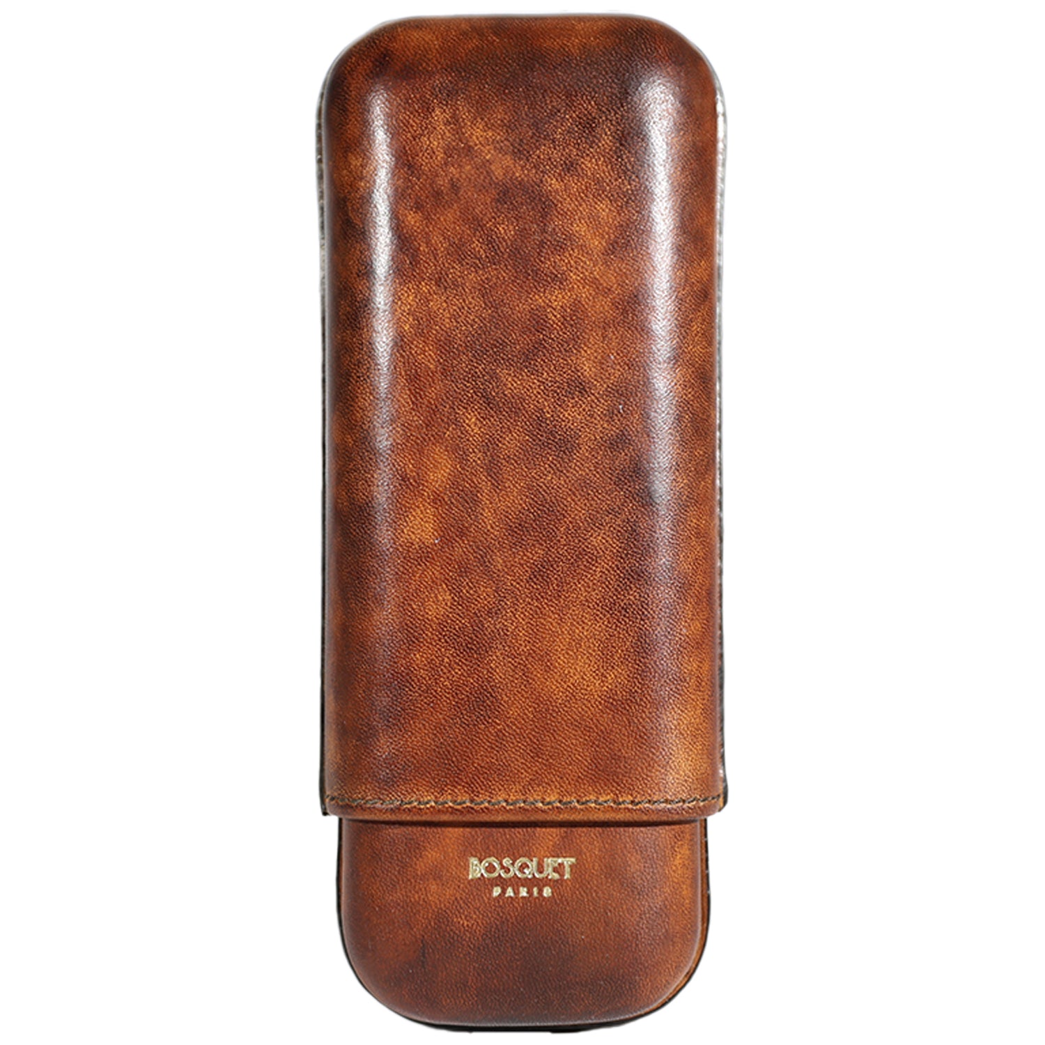 Bosquet Brown Patina Smooth Leather Cigar Case (2 Cigars)