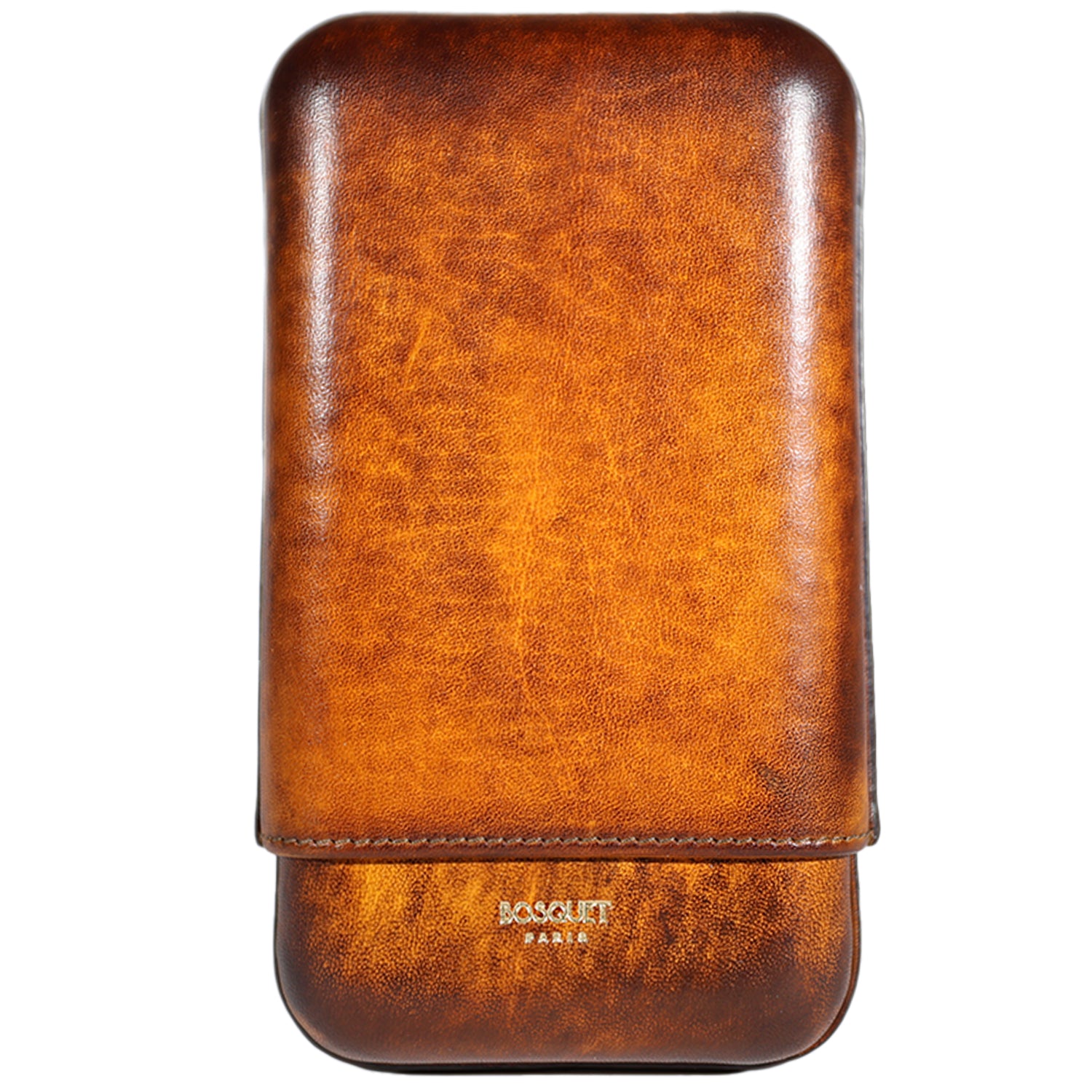 Bosquet Savane Patina Smooth Leather Cigar Case (3 Cigars)